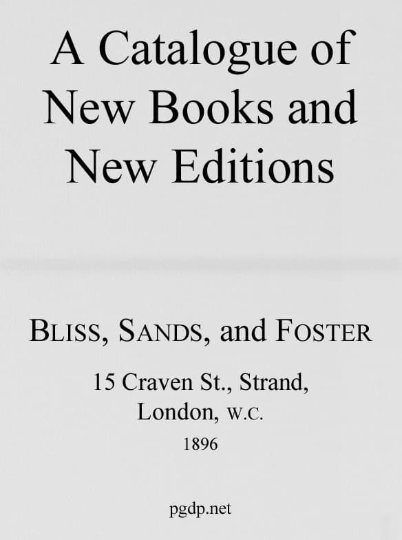 A Catalogue of New Books and New Editions, 1896 cover